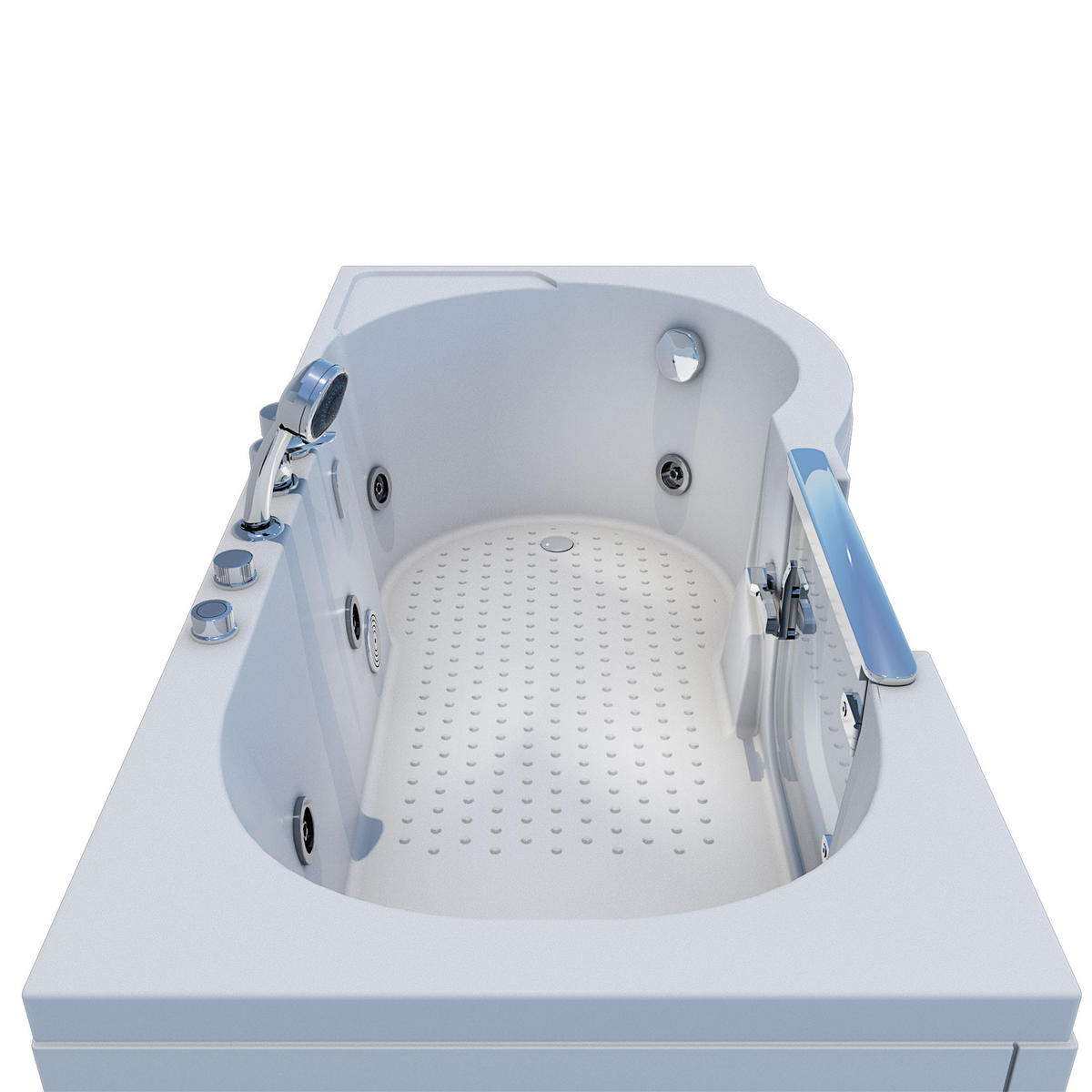 SITZWANNE Whirlpool Badewanne mit Tür S12-EH-WP-L 170x85cm - Weiß, Glas/Kunststoff (85/60/170cm) - AcquaVapore by Sandra Jentho