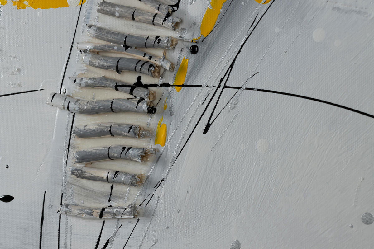 ACRYLBILD HANDGEMALT 150/50 cm - Gelb/Silberfarben, Holz/Textil (2/50cm) - KUNSTLOFT