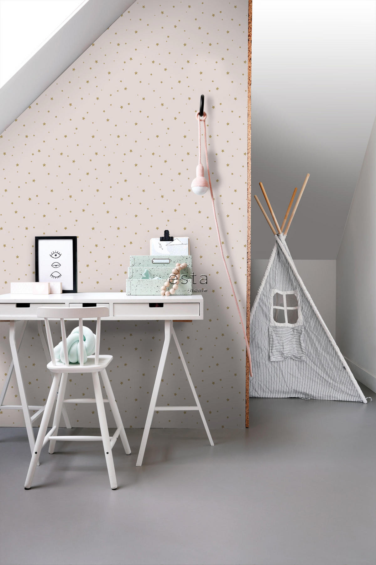 TAPETE kleine Sterne 53 cm x 10.05 m - Pink, Papier (53/0.1cm) - ESTAhome