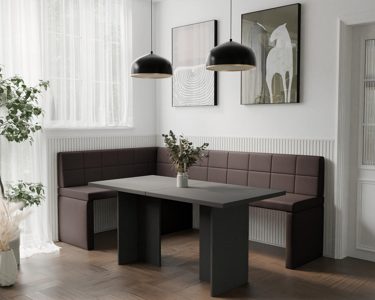 ECKBANK links MELVIN Kunstleder, 142/196 cm Braun - Braun, Holz/Kunststoff (142/196cm) - Idohome