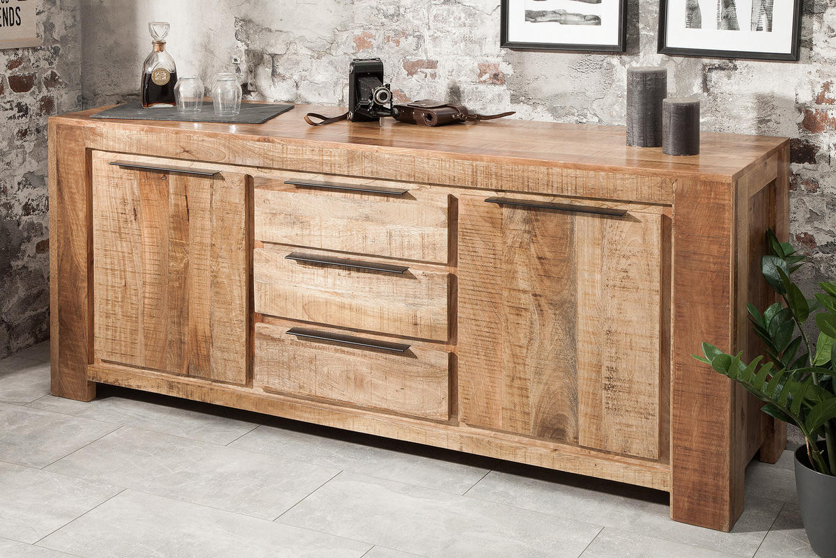 SIDEBOARD IRON CRAFT Mango Natur 175 cm - Naturfarben, Holz/Metall (174/76/50cm) - riess-ambiente
