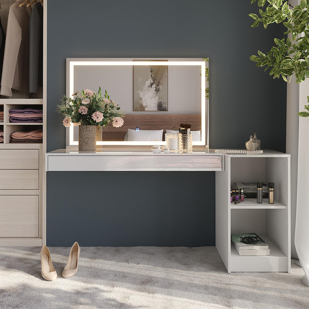 TOALETNÍ STOLEK Sherry Bílá - bílá, kompozitní dřevo (120/12/40.1cm) - Vicco