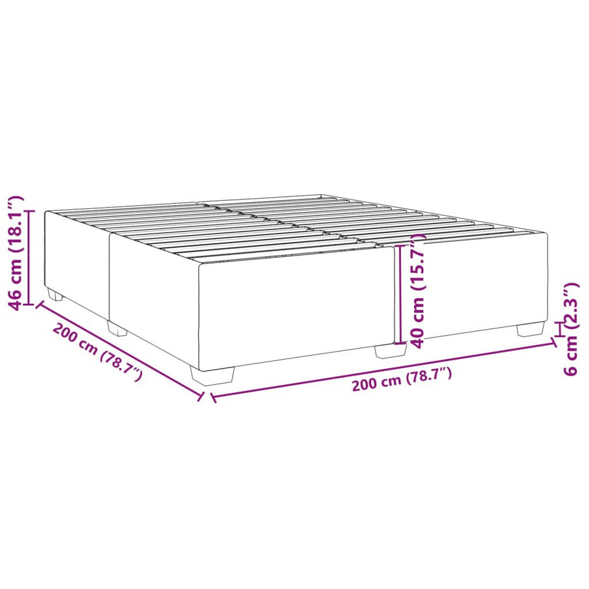 BETTGESTELL Ohne Matratze Hellgrau 200/200 Cm Stoff - Grau, Holzwerkstoff (200/200cm) - vidaXL