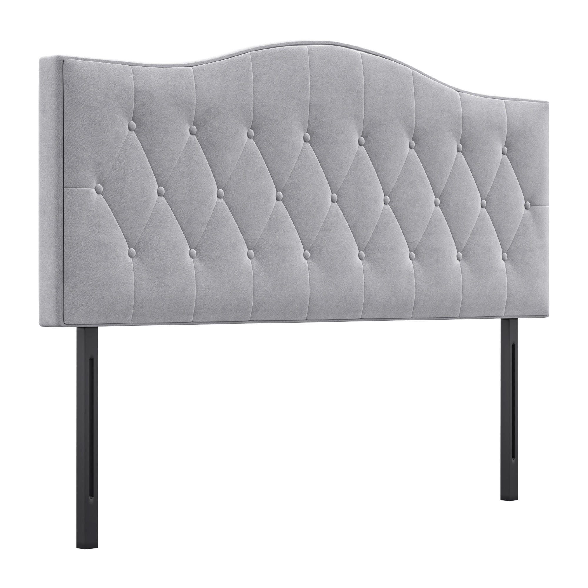 KOPFTEIL für Bett, grau Pappel, Samt, Stoff, 185 x 8 x 134 cm - Grau, Metall (8/134/185cm) - HOMCOM