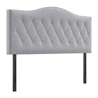KOPFTEIL für Bett, grau Pappel, Samt, Stoff, 185 x 8 x 134 cm - Grau, Metall (8/134/185cm) - HOMCOM