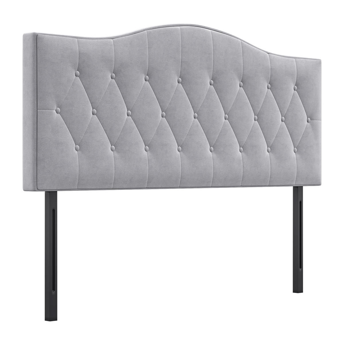 KOPFTEIL für Bett, grau Pappel, Samt, Stoff, 185 x 8 x 134 cm - Grau, Metall (8/134/185cm) - HOMCOM