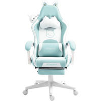 GAMING Stuhl Süße Katze Edition Blau mit Fußstütze - Hellblau, Kunststoff (53/125/50cm)