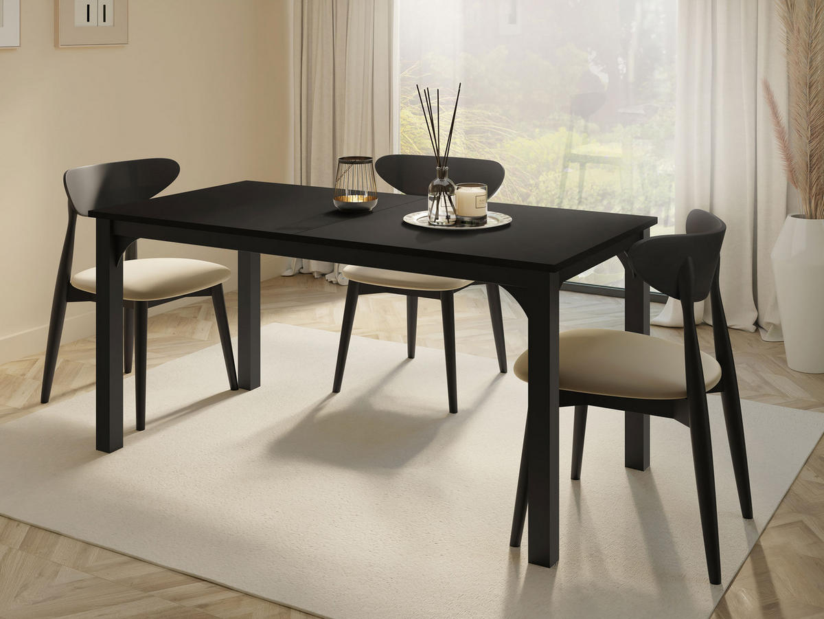 ESSTISCH Focus 160 - Schwarz, Holzwerkstoff/Metall (90/160/76cm) - MIRJAN24