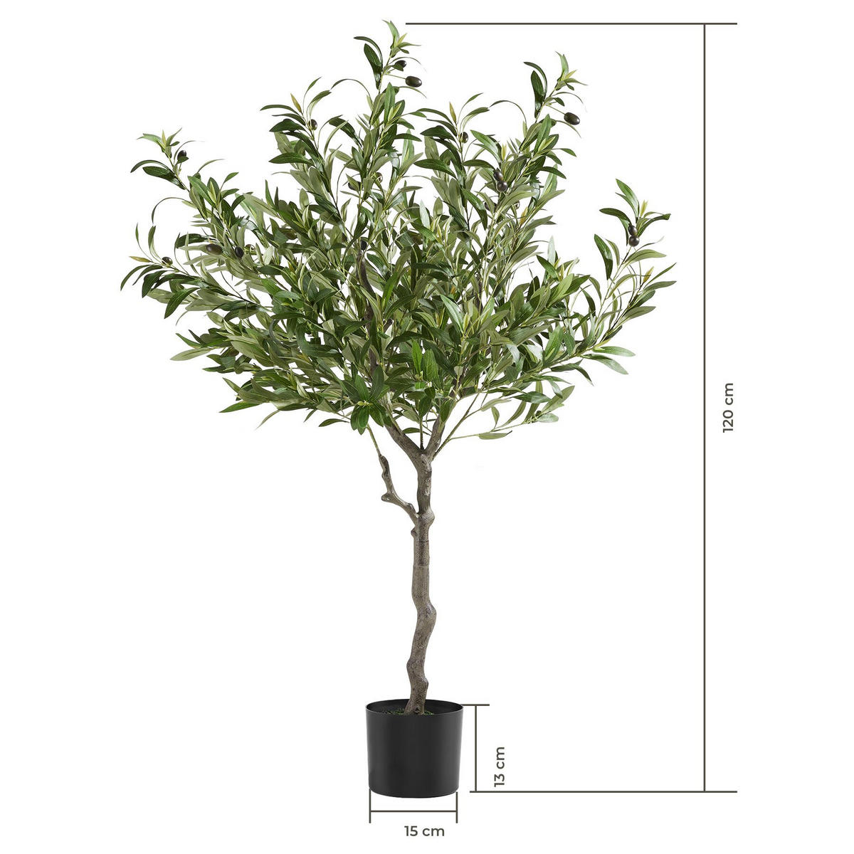 KÜNSTLICHER-OLIVENBAUM Oleand, stabiler Kunststoff-Blumentopf, grün - Grün, Kunststoff (120cm) - tectake