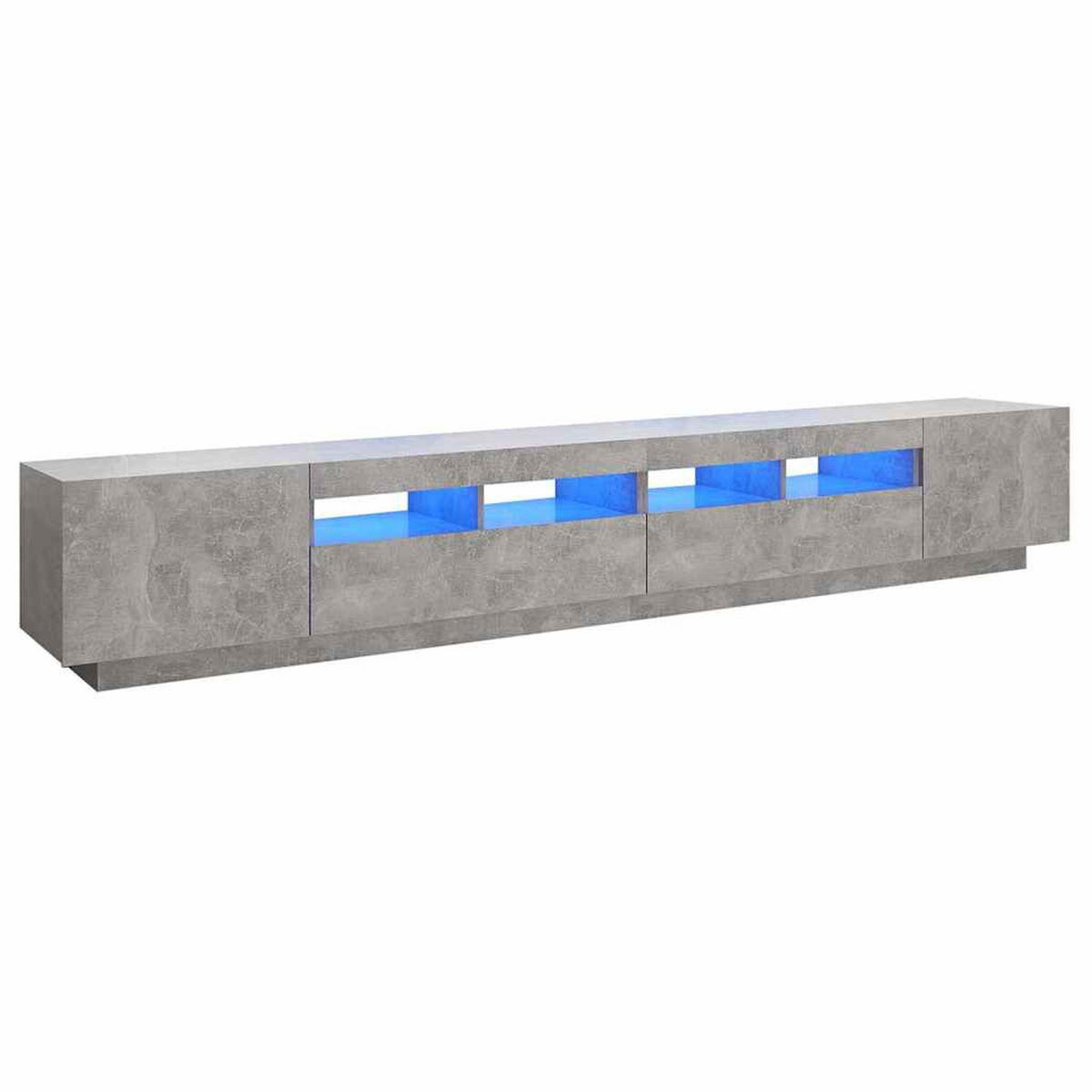 LOWBOARD mit Led-Leuchten 260/35/40 cm aus Holzwerkstoff in Betongrau - Hellgrau, Holz (260/40/35cm) - vidaXL