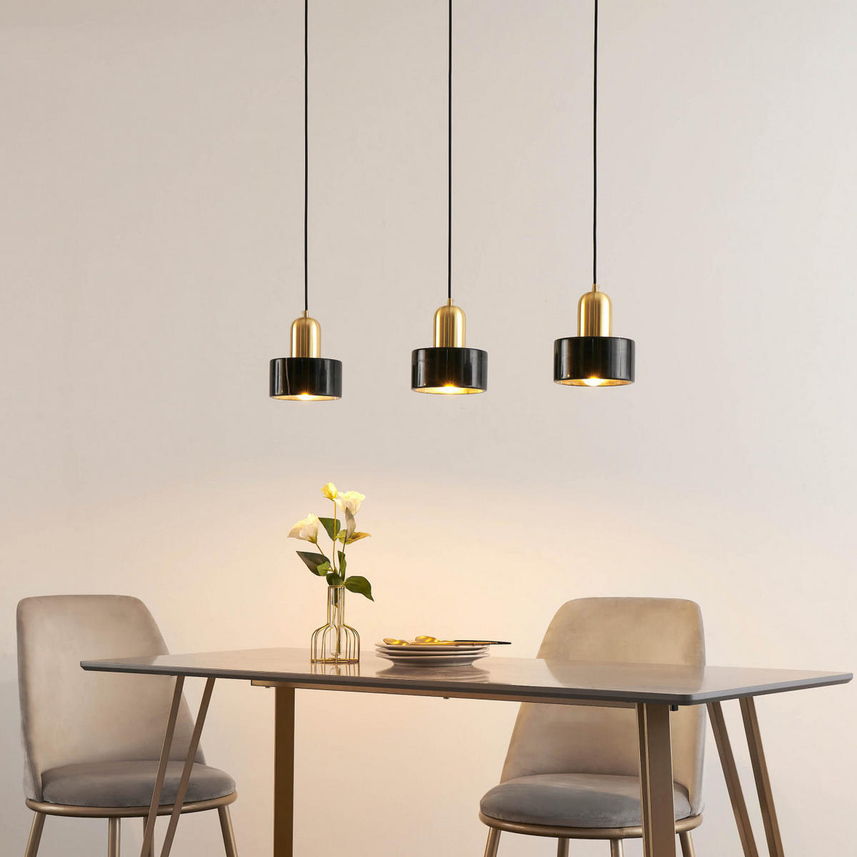 HÄNGELEUCHTE Meryl, Schwarz und gold, 15cm - Goldfarben, Metall (15/15/15cm) - KOSILUM