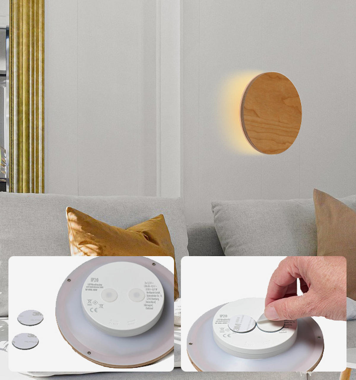 LED-BATTERIE Wandleuchte Indirektes Licht Echtholz mit Bewegungsmelder Kirschholz - Braun, Holz (15/15/3.7cm) - Northpoint