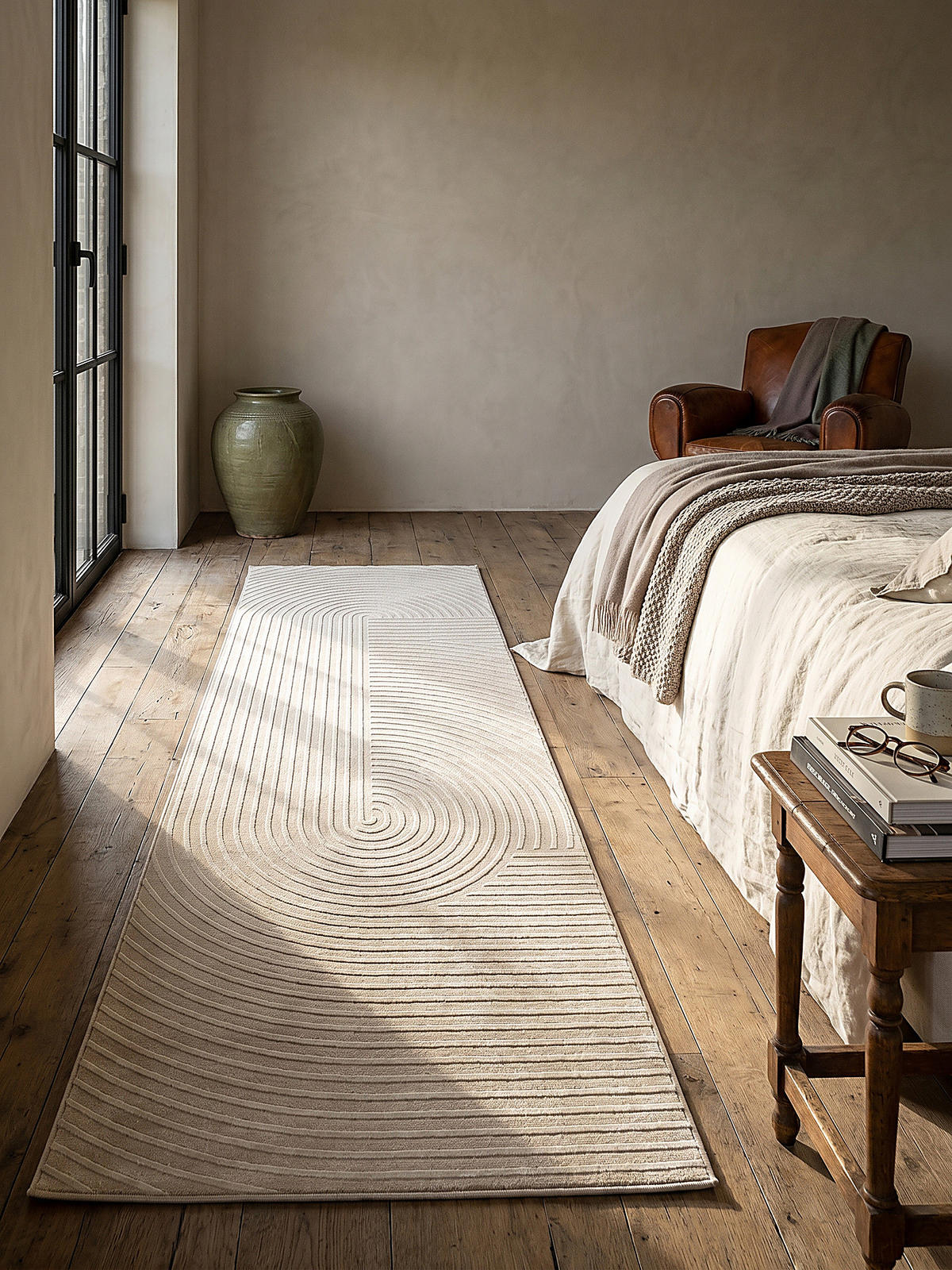 TEPPICHLÄUFER Geometrisch ERESMA Polyester Beige 80 x 300 cm - Beige, Textil (80/300cm) - KADIMA DESIGN
