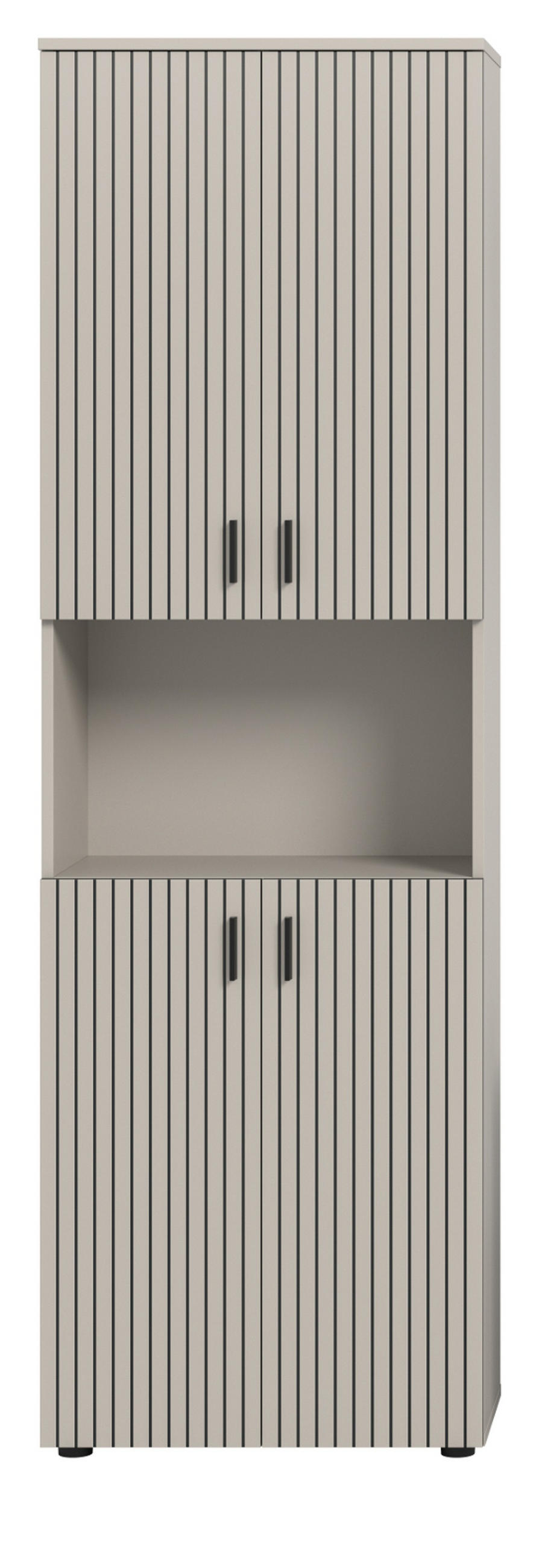 HOCHSCHRANK kaschmir 60 x 192 cm, Badschrank 4-türig - Kaschmir/Schwarz, Holzwerkstoff/Kunststoff (60/192/30cm) - Inn.Furn