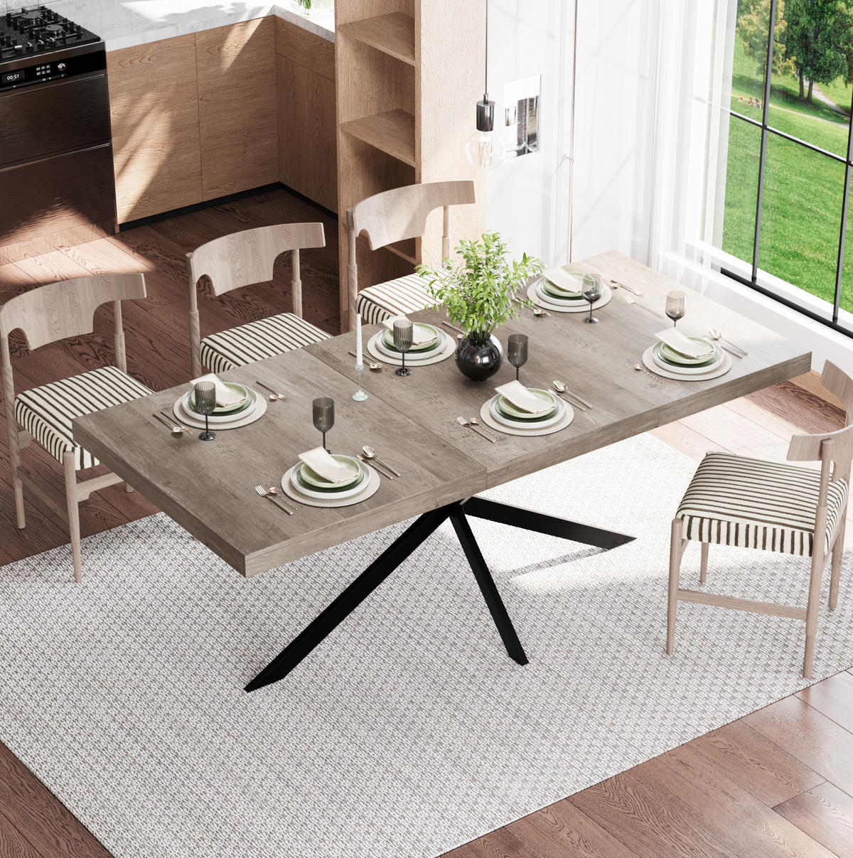 ESSTISCH ausziehbar 140-180 x 80 cm MDF Metall Grau 4-6 Personen - Grau, Metall (160/80/76cm) - Meubliv
