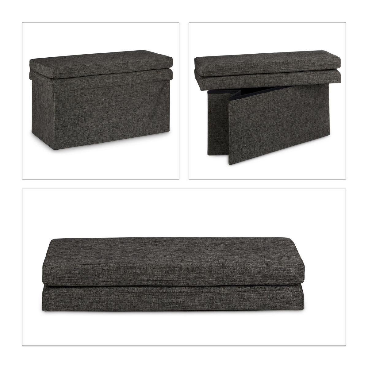 BANCĂ Maro pliabilă - maro, compozit lemnos/material textil (76/73/38cm) - Relaxdays