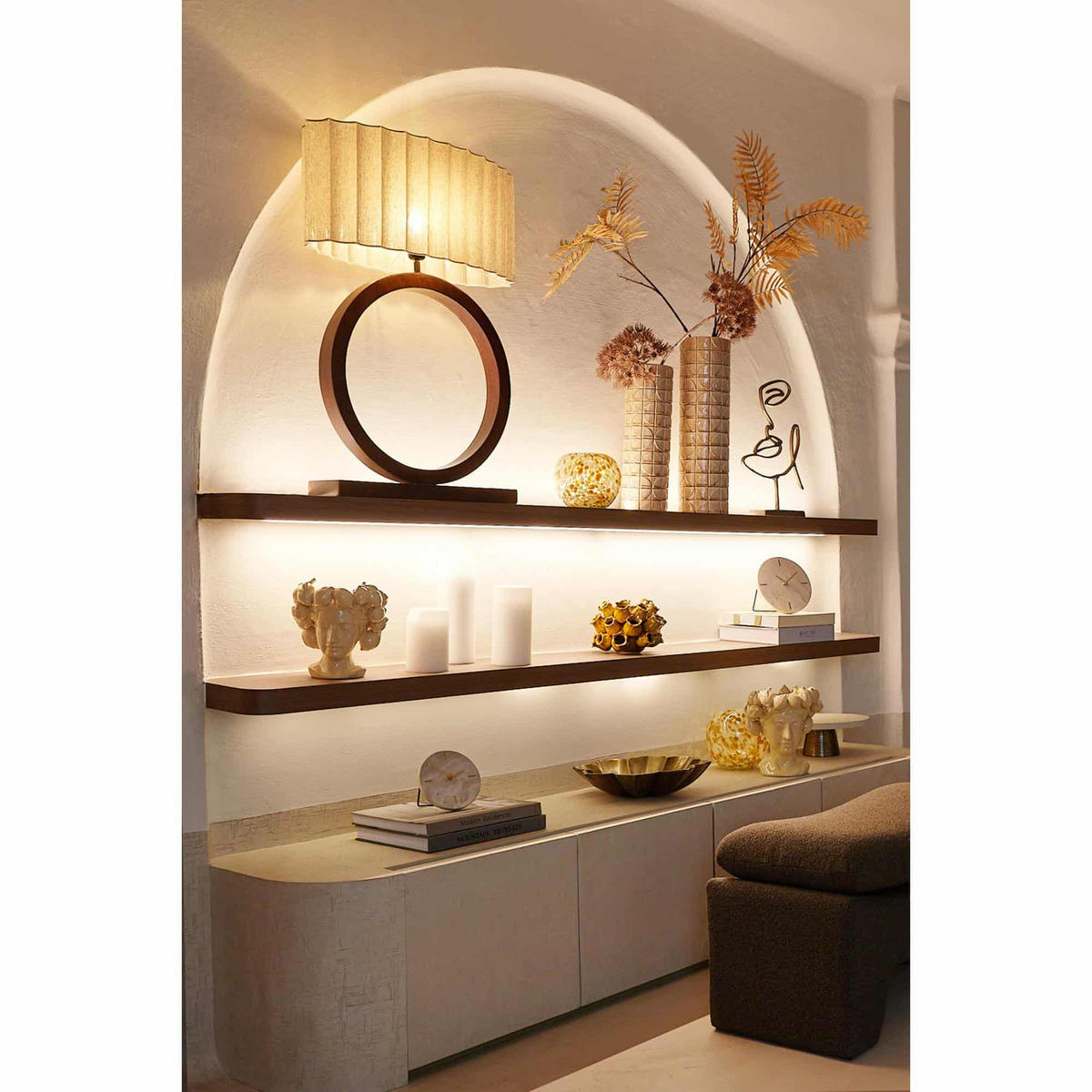 LAMPENSCHIRM Disli Beige 58/24/27 cm - Beige, Textil (58/24/27cm) - Light & Living