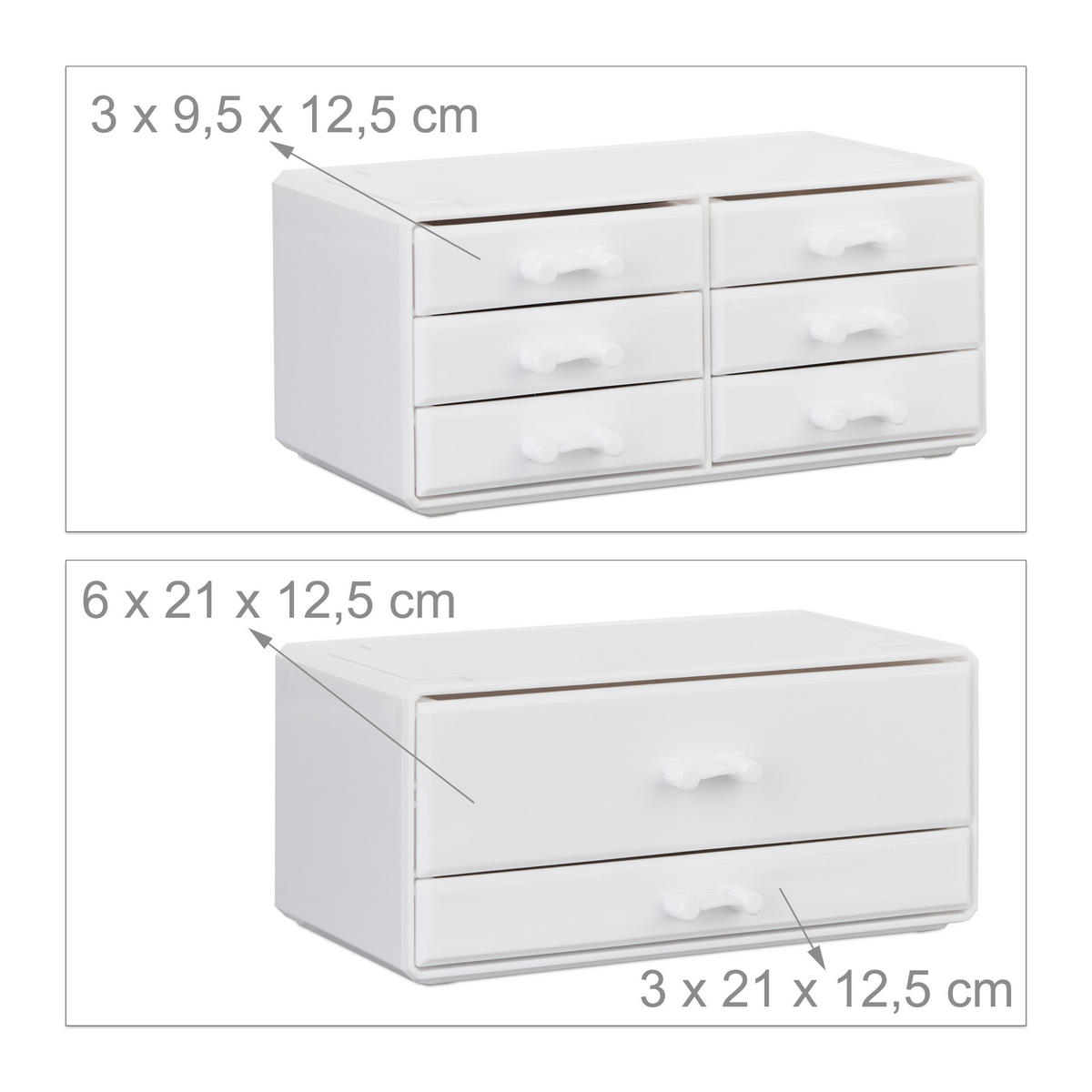 MAKEUP Organizer - Weiß, Kunststoff (24/30/14cm) - Relaxdays