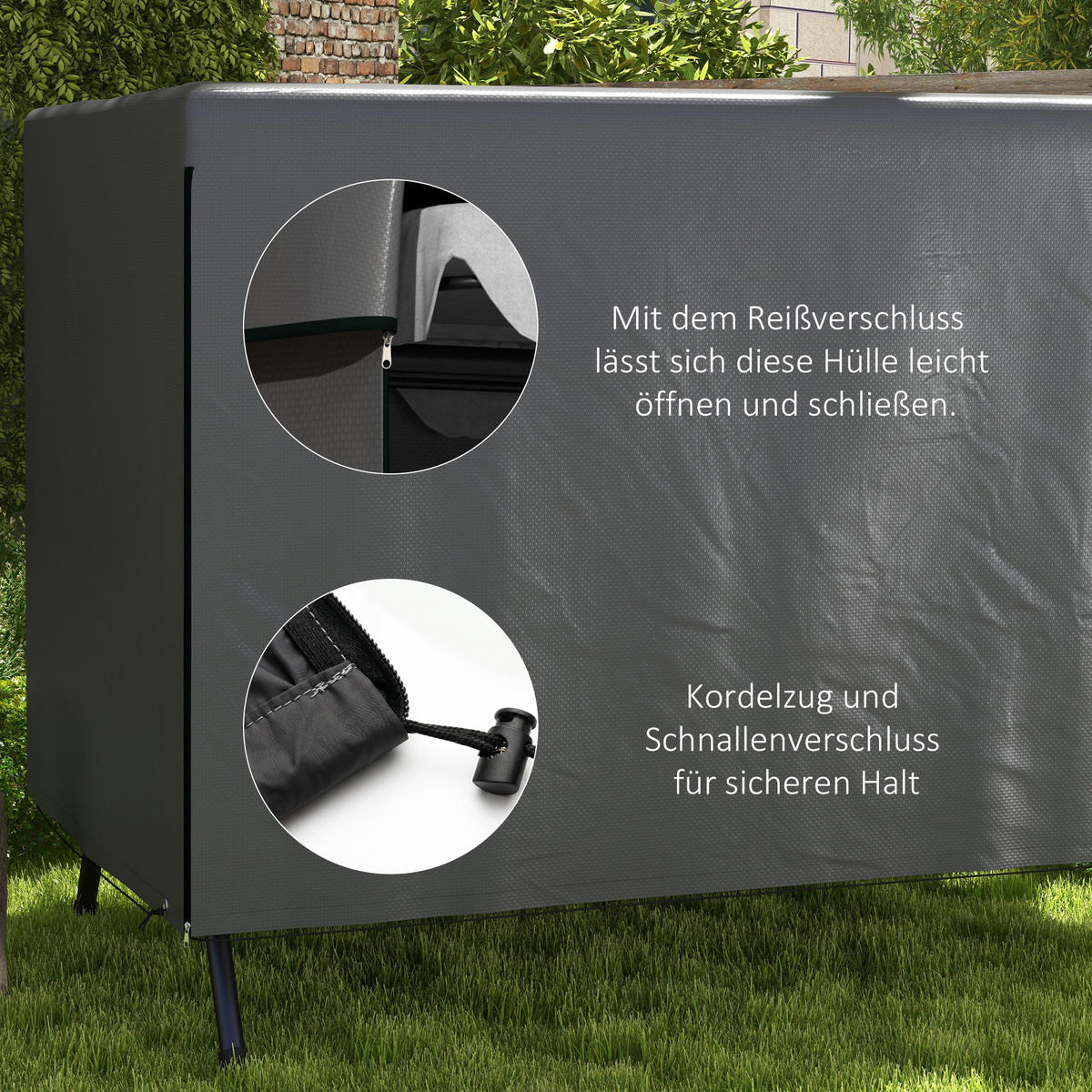 GARTENMÖBELABDECKUNG DE-07049 wetterfest, XL, für Hollywoodschaukel Dunkelgrau - Dunkelgrau, Kunststoff (155/150/215cm) - ComfortXL
