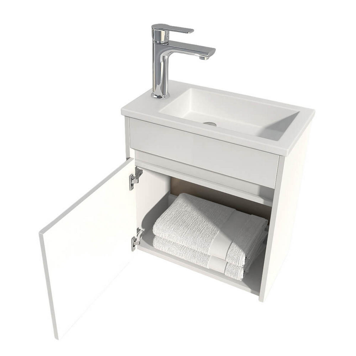 BADMÖBEL Komplettset BORKUM – Weiß - Weiß, Holzwerkstoff/Textil (45/48/25.5cm) - Home Deluxe