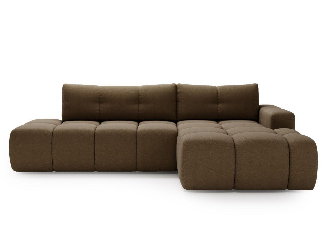 ECKSOFA Montero Bouclé-Stoff Braun Rechts - Braun, Holz/Textil (280/177cm) - Graingold