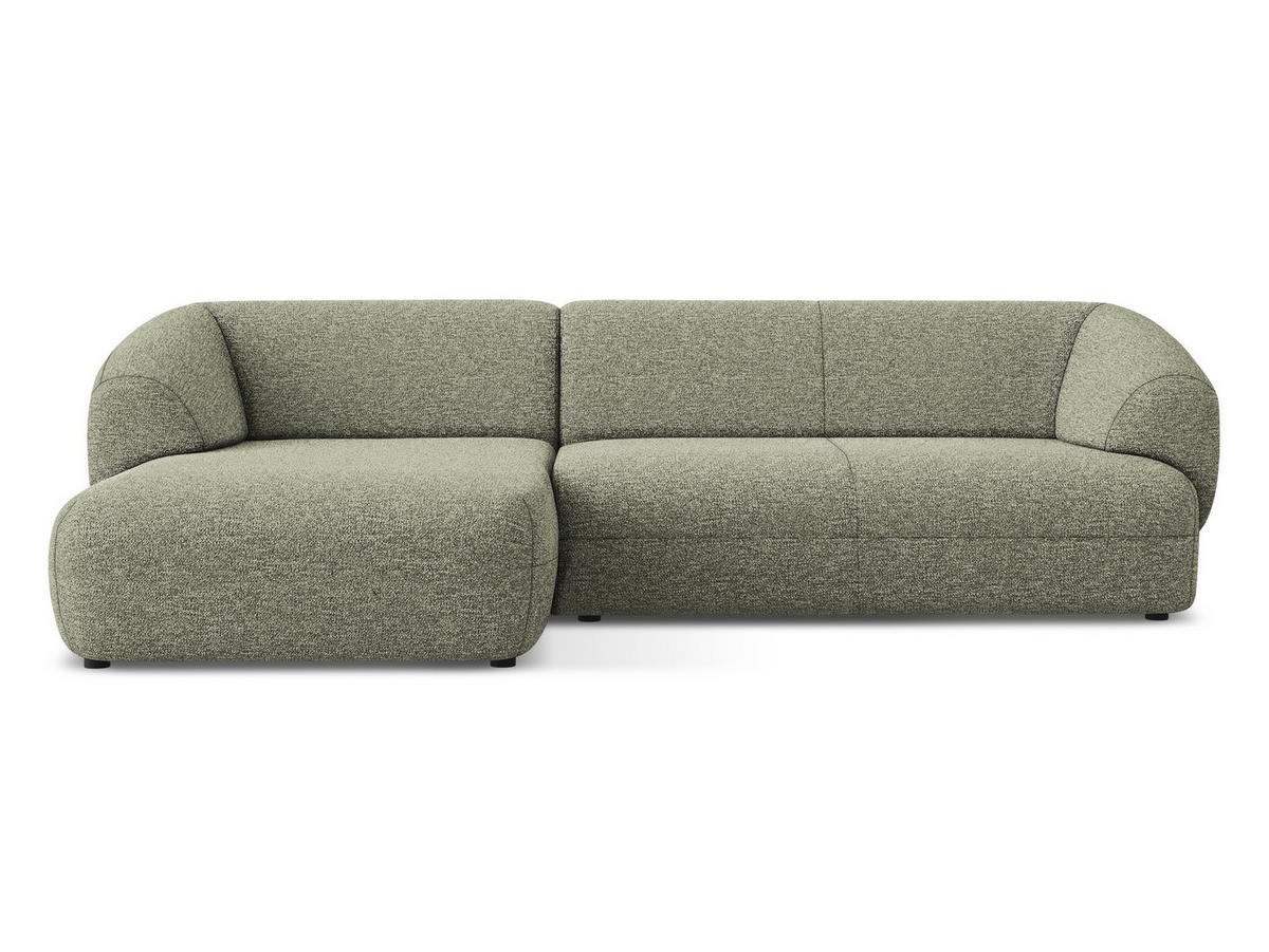 ECKSOFA links Strukturstoff Stoff Grün - Beige/Schwarz, Kunststoff/Textil (156/280cm) - Makamii