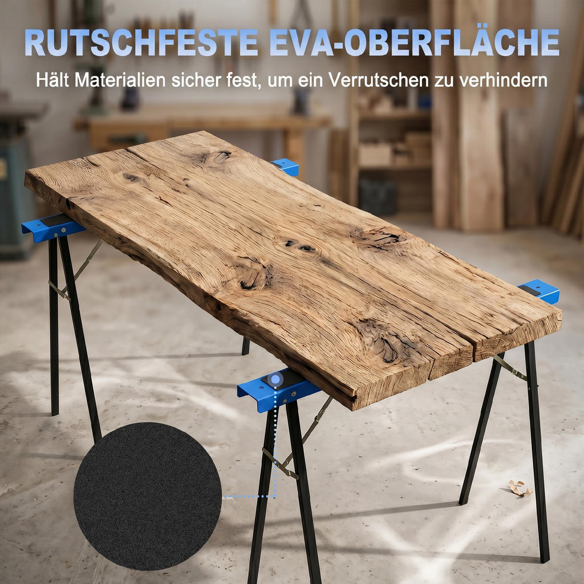 SÄGEBOCK 2er Set Metall EVA Blau Schwarz - Schwarz, Metall (99.5/36.5/78.5cm) - HOMCOM