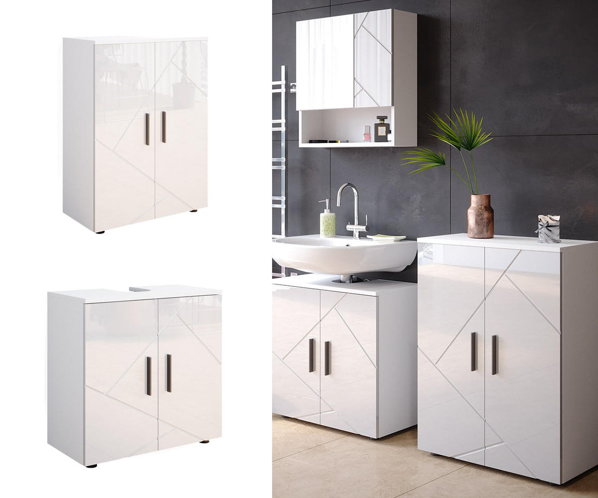 SESTAVA KOUPELNOVÉHO NÁBYTKU Irma Bílá vysoký lesk - bílá/vysoce lesklá bílá, kompozitní dřevo (60/81/30cm) - Vicco