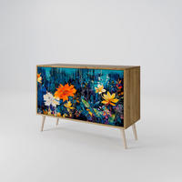 SIDEBOARD MIDNIGHT BLOSSOM, Eicheneffekt, 111x42x77,5 cm, 2 Türen - Eichefarben/Buchefarben, Holzwerkstoff/Buchenholz (111/77.5/42cm) - SpaceRebels