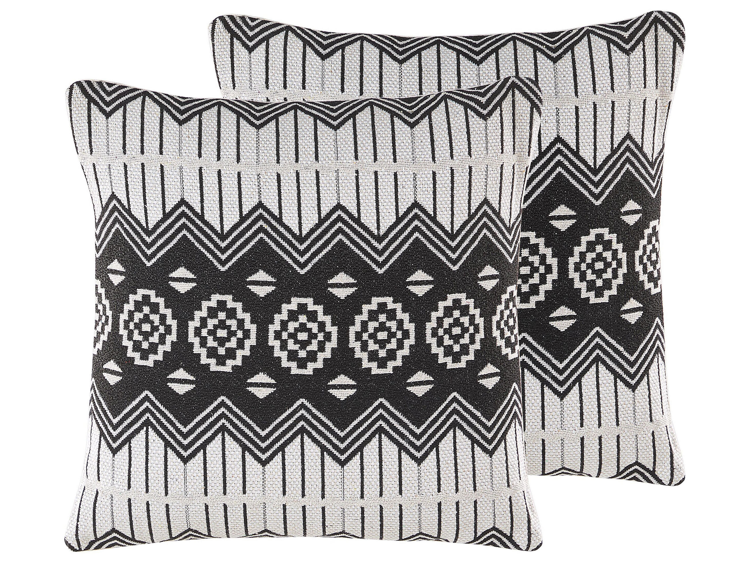 DEKOKISSEN 2er-Set Schwarz-Weiß 45/45 cm Cardak - Schwarz, Naturmaterialien/Textil (45/45cm) - Beliani