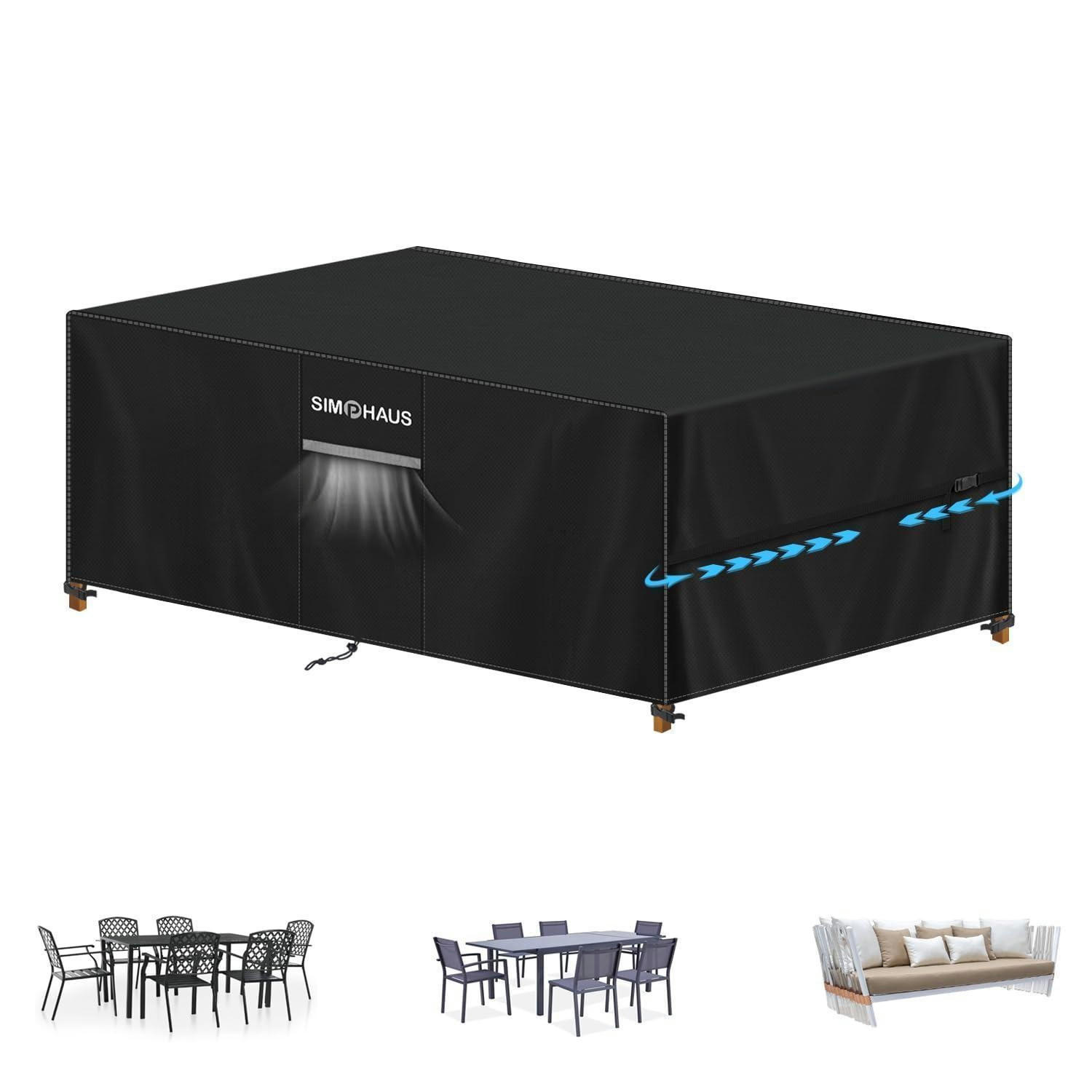 ABDECKUNG für Gartenmöbel Wasserdicht 200 x 80 x 75 cm - Schwarz, Textil (1/1/1cm)