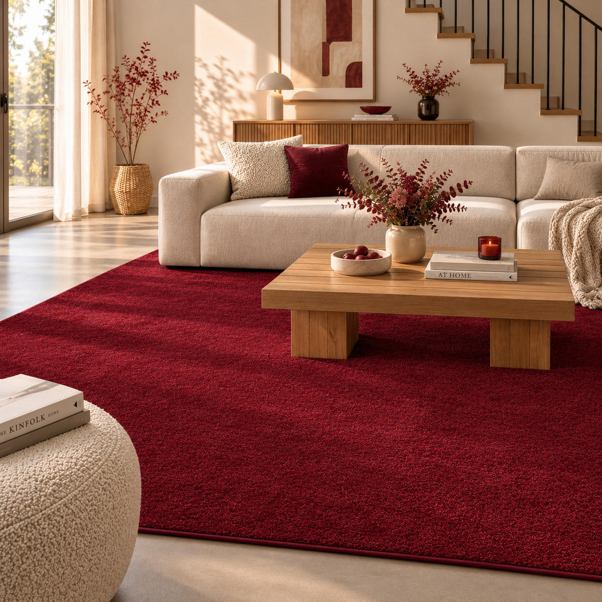 HOCHFLOR VELOURS TEPPICH MONA - Weinrot, Textil (80/200cm) - Snapstyle