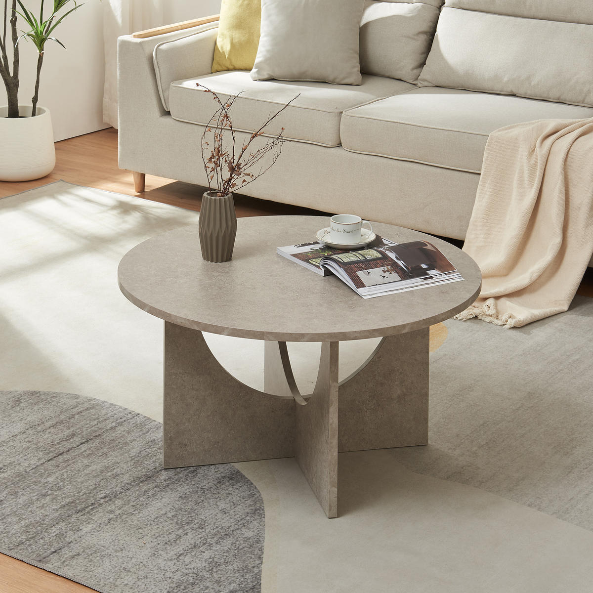 COUCHTISCH Rindal 80/42 cm - Grau, Holzwerkstoff (80/80/41.5cm) - [en.casa]