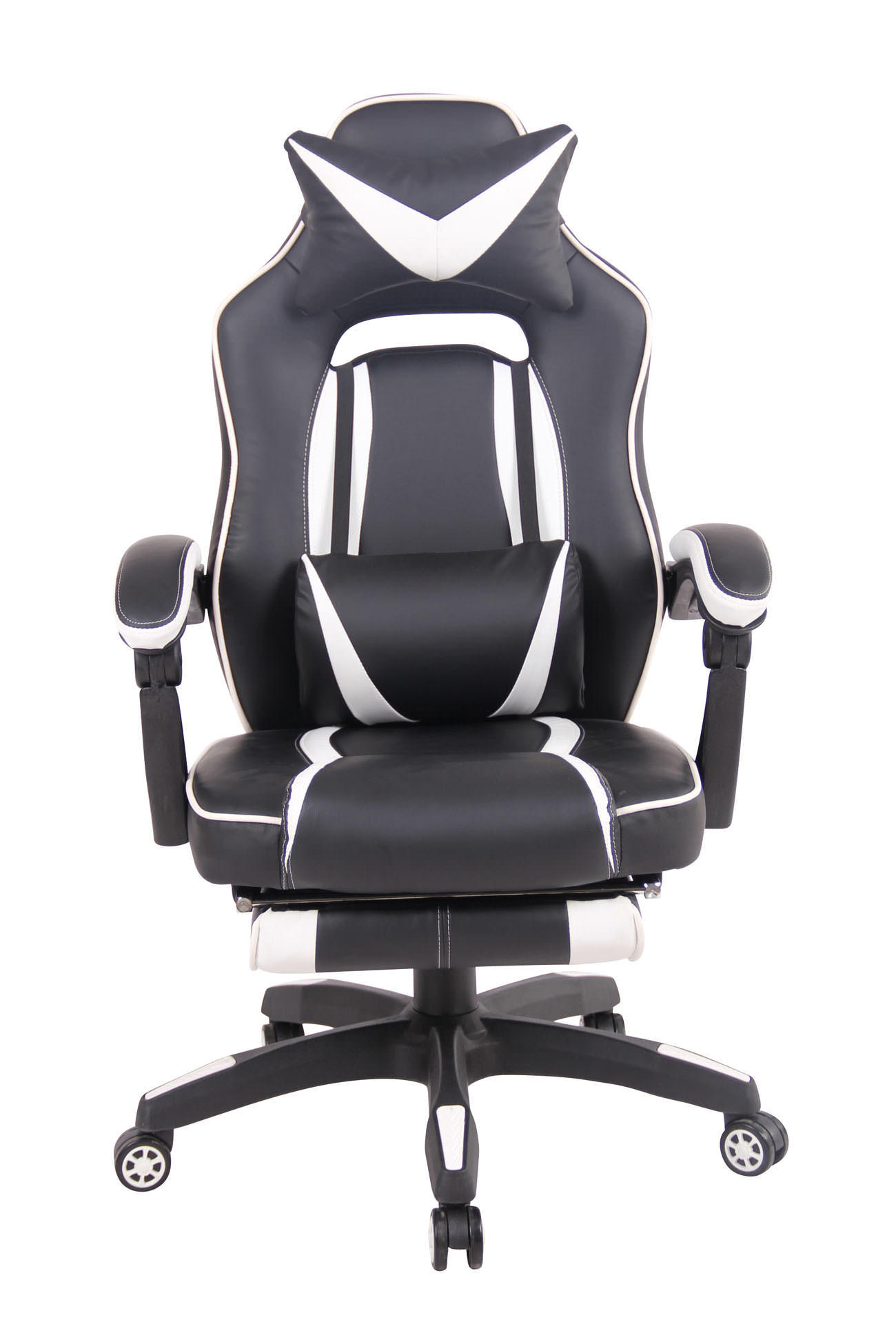 CHEFSESSEL Lederlook schwarz/weiß - Schwarz/Weiß, Kunststoff/Textil (68/114/61cm) - CLP
