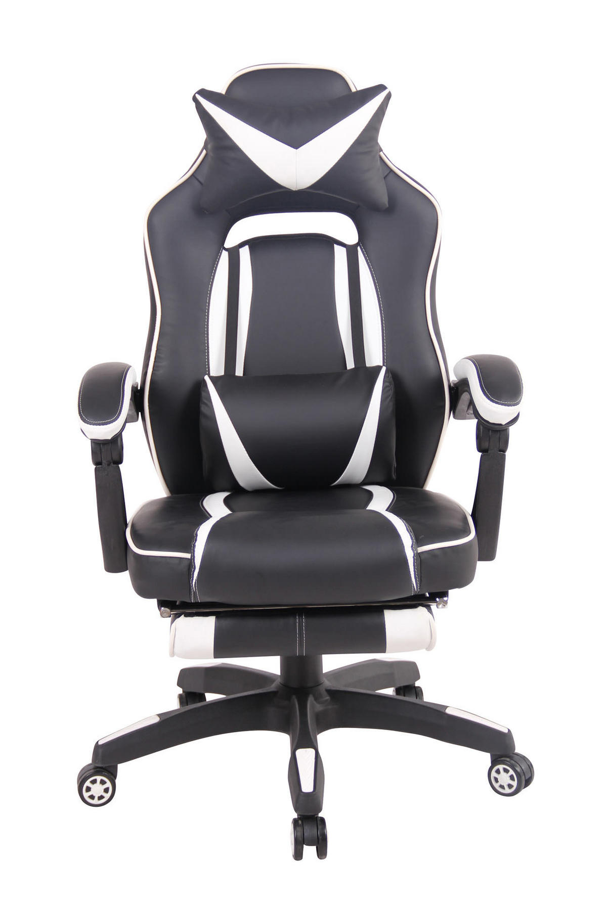 CHEFSESSEL Lederlook schwarz/weiß - Schwarz/Weiß, Kunststoff/Textil (68/114/61cm) - CLP