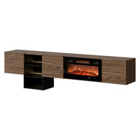 TV-LOWBOARD Teo mit Kamin - Nussbaumfarben/Schwarz, Holzwerkstoff (200/53/32cm) - MIRJAN24