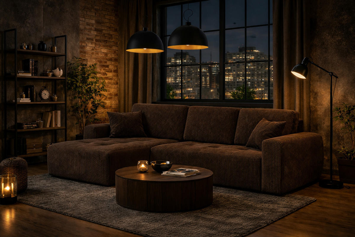 ECKSOFA Mit Schlaffunktion Und Bettkasten L-Form Ivo L, Cordstoff Poso, Braun, Links - Braun, Holz (250/142cm) - Kaiser Möbel