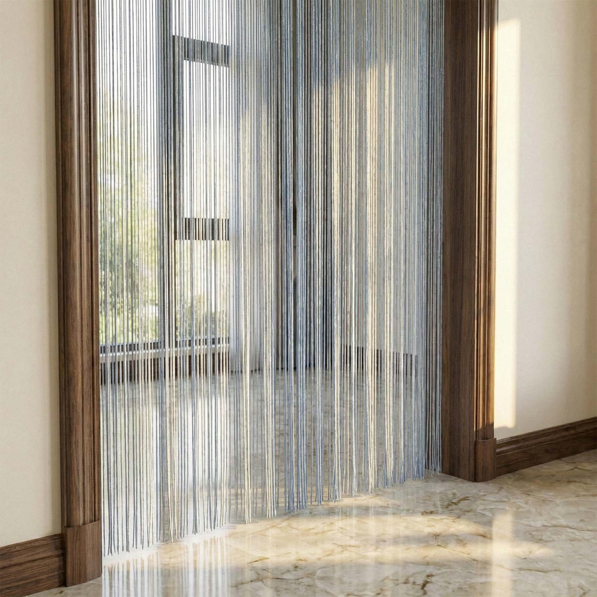 FADENVORHANG blau, 90/200 cm - Blau, Textil (90/200cm) - Homescapes