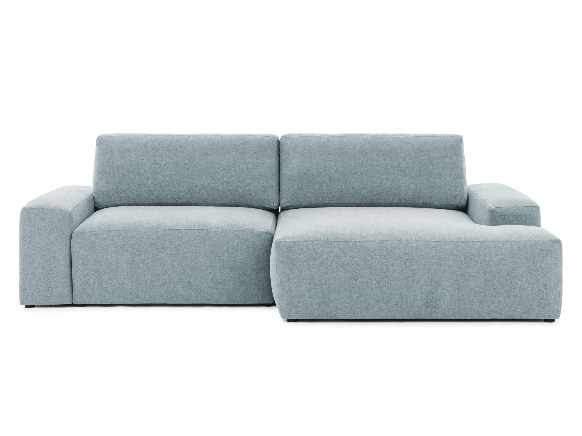 ECKSOFA Lennon aus Hellblau Strukturstoff mit Schlaffunktion und Bettkasten - Schwarz/Hellblau, Holz/Kunststoff (264/137cm) - S-Style