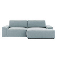 ECKSOFA Lennon aus Hellblau Strukturstoff mit Schlaffunktion und Bettkasten - Schwarz/Hellblau, Holz/Kunststoff (264/137cm) - S-Style