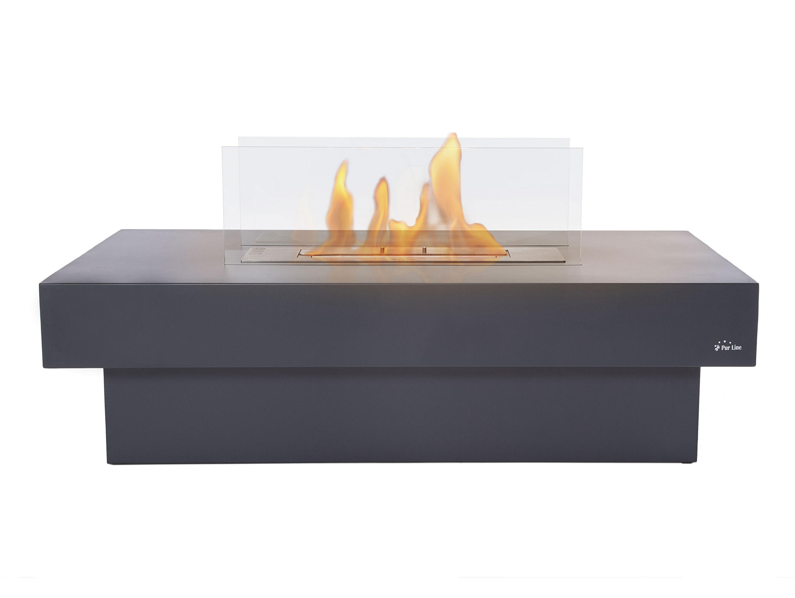 BIOETHANOL-KAMIN Schwarz Bodenmodell inklusive 3 L Brennblock - Schwarz, Metall (120/55/60cm) - Purline
