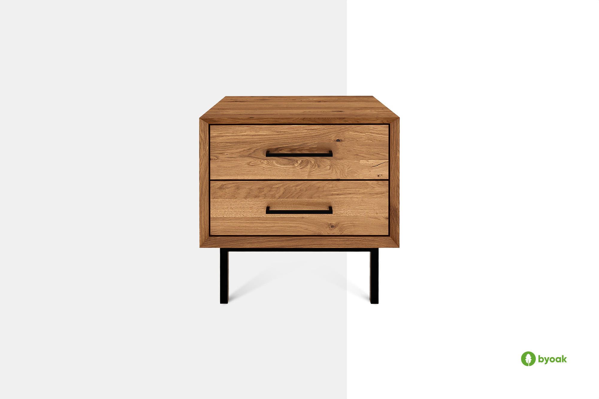 NACHTTISCH LEON Wildeiche - Wildeiche, Holz (51/50/40cm) - byoak