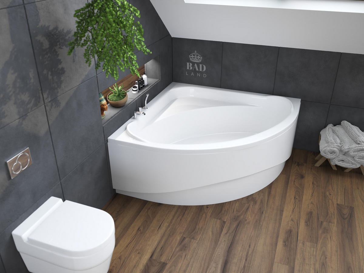BADEWANNE Eckwanne STANDARD 140/140 Ablauf & Füße - Weiß, Kunststoff (140/58/140cm) - bad land