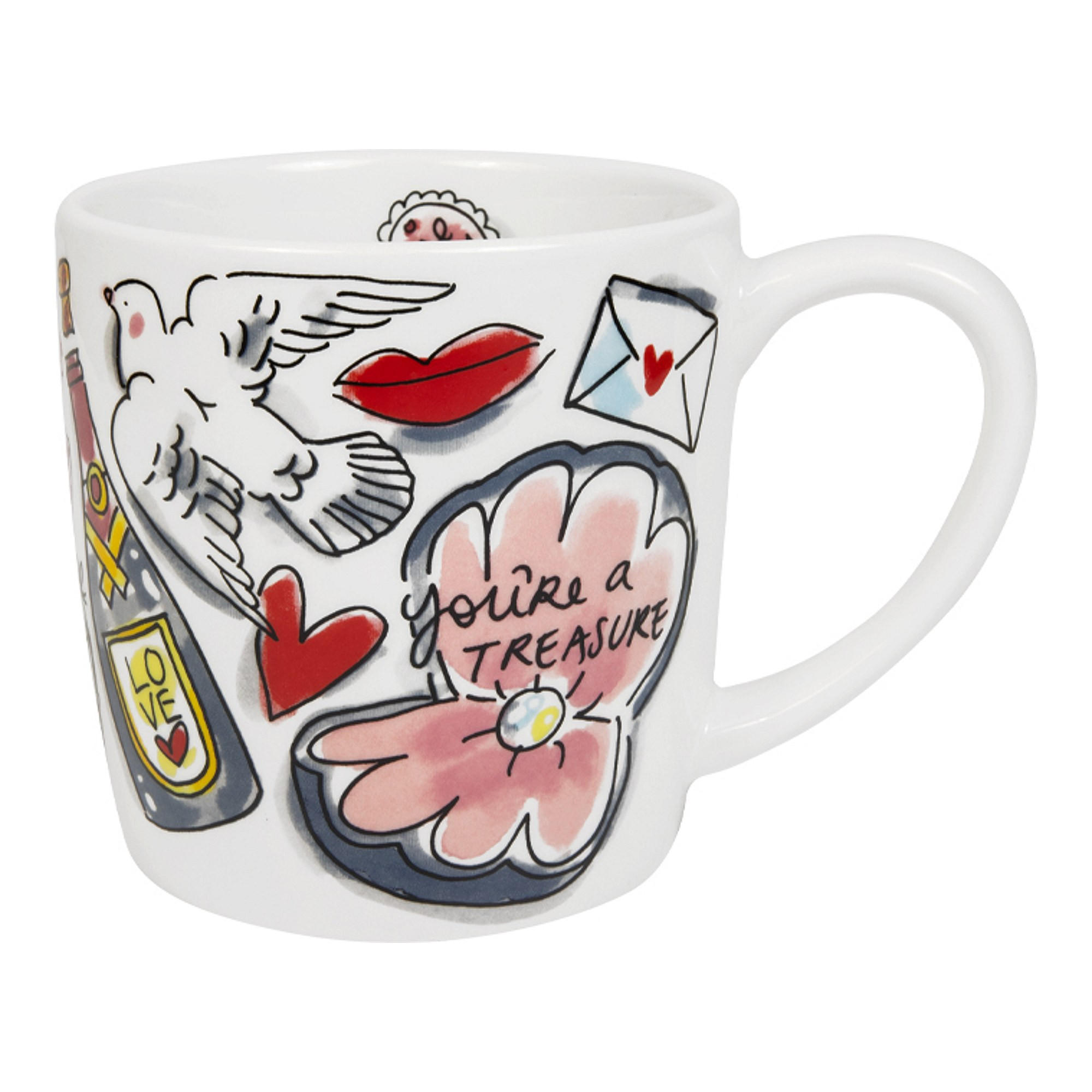 CAPPUCCINO-BECHER Valentinstag Du bist ein Schatz in Bunt - 500 ml - Multicolor, Keramik (0.5L) - Blond Amsterdam