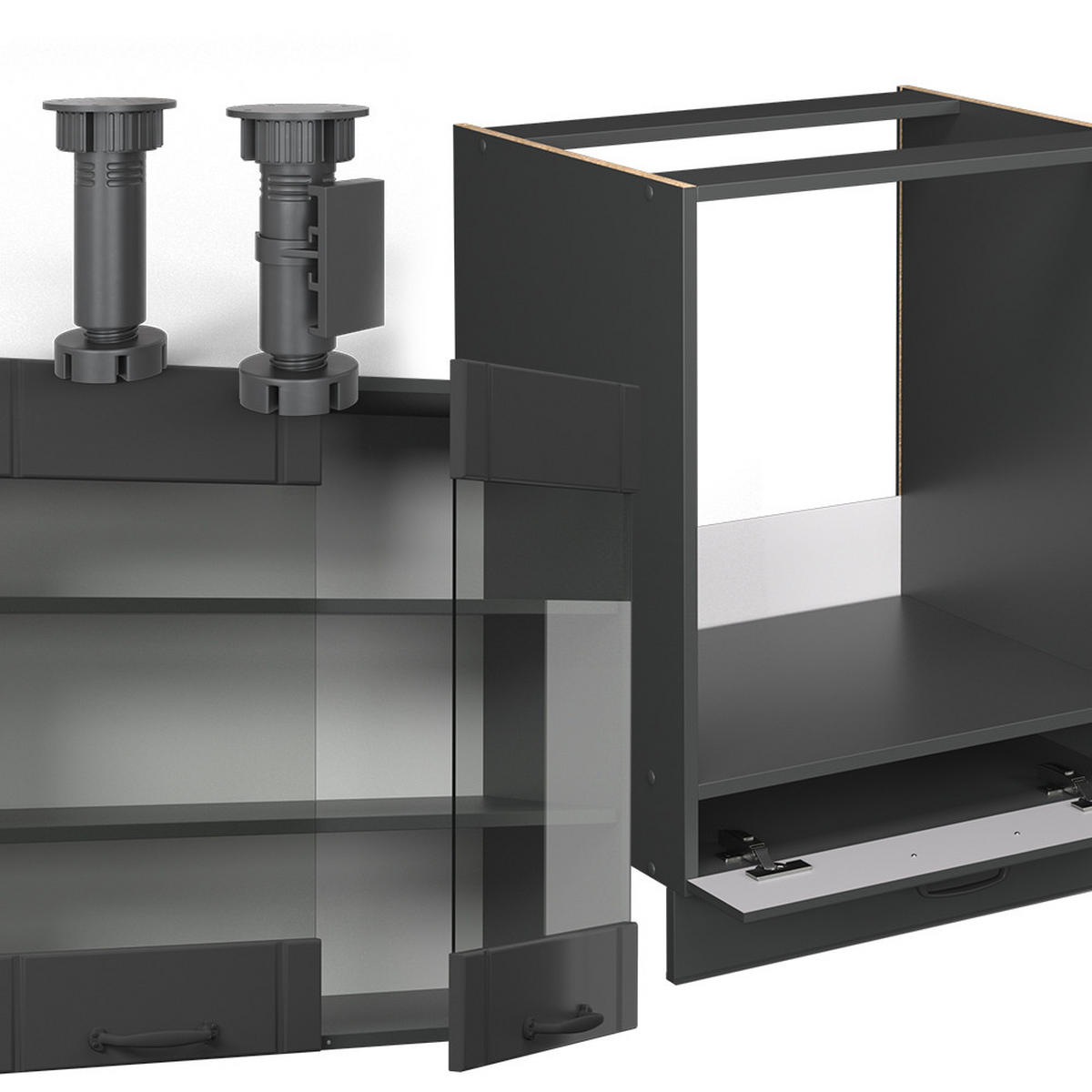 ROHOVÁ KUCHYŇ Fame-Line Tmavě šedá - tmavě šedá/antracitová, kompozitní dřevo (190/81.6/60cm) - Vicco