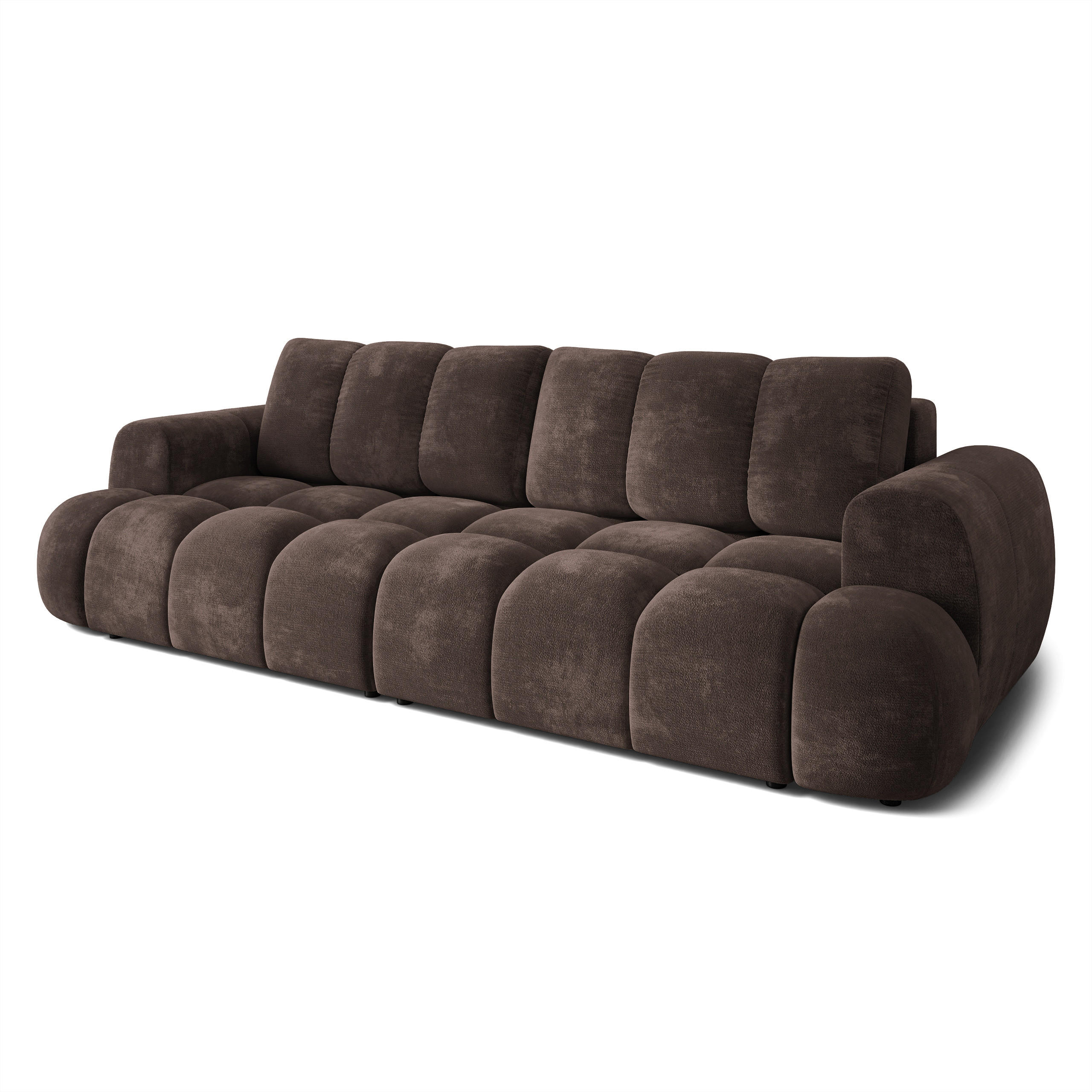BETTSOFA DAFNE Braun Chenille-Stoff mit Schlaffunktion - Braun, Textil (300/88/113cm) - MASSENO