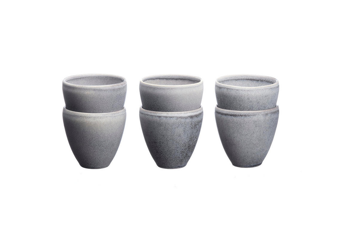 BECHER Stone 150ml - 6er-Set - Mondgrau - Grau, Keramik (0.15L) - Björn