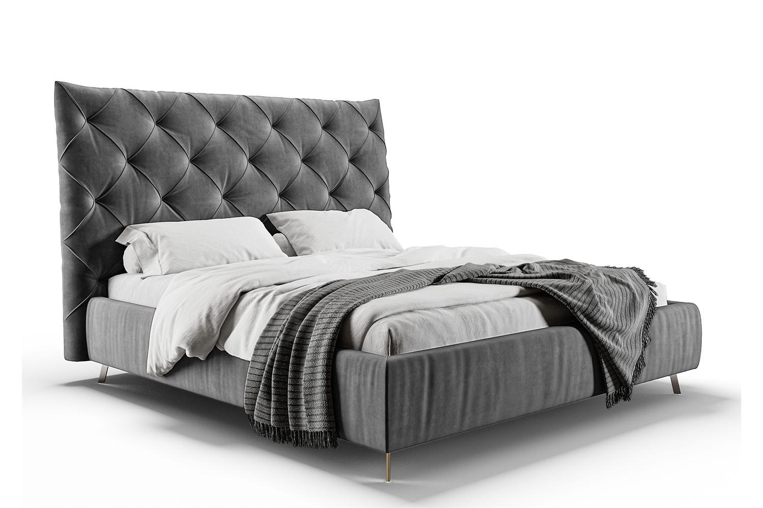 POLSTERBETT ANNY Grau Massivholz - Grau, Textil (160/200cm) - KAWOLA