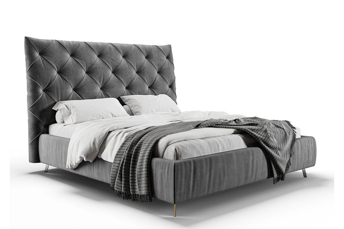POLSTERBETT ANNY Grau Massivholz - Grau, Textil (160/200cm) - KAWOLA