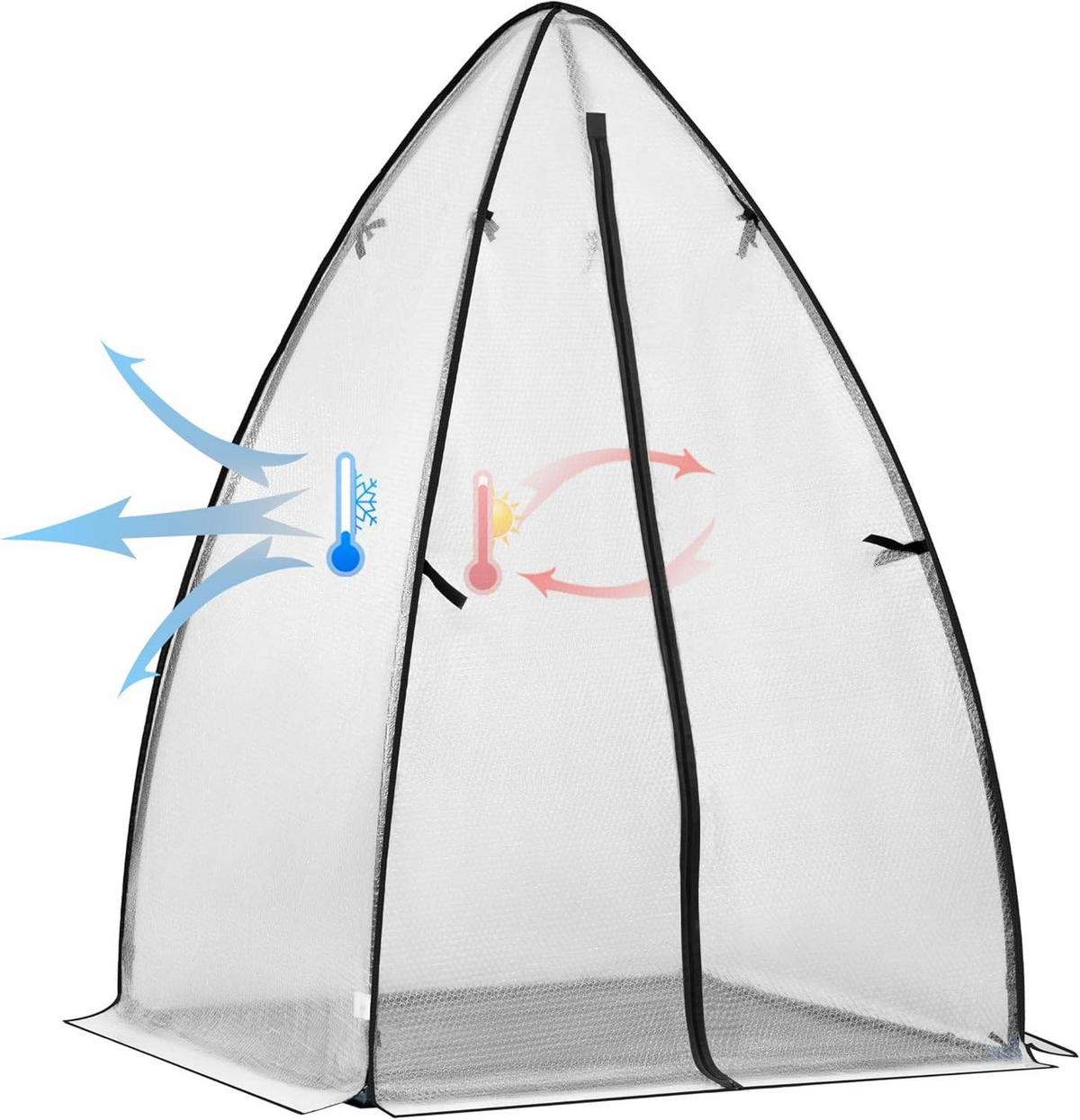 FOLIENGEWÄCHSHAUS, schwarzes Frostschutzgewebe, 120x180 cm - Schwarz/Weiß, Textil/Metall (120/180/120cm) - Woltu